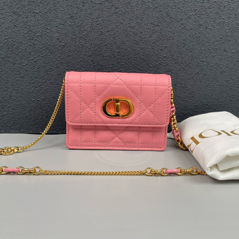 Dior 粉色全皮金扣miss Caro超迷你鏈條包-0