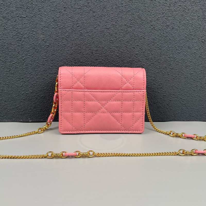 Dior 粉色全皮金扣miss Caro超迷你鏈條包-1
