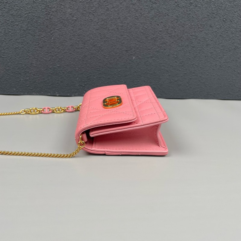 Dior 粉色全皮金扣miss Caro超迷你鏈條包-2