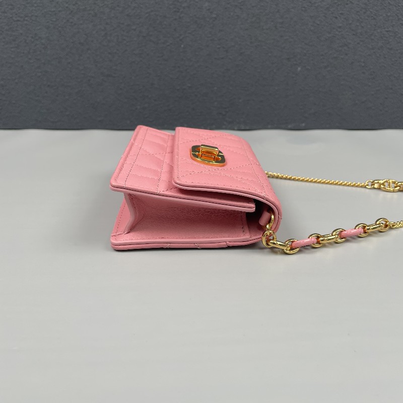Dior 粉色全皮金扣miss Caro超迷你鏈條包-3