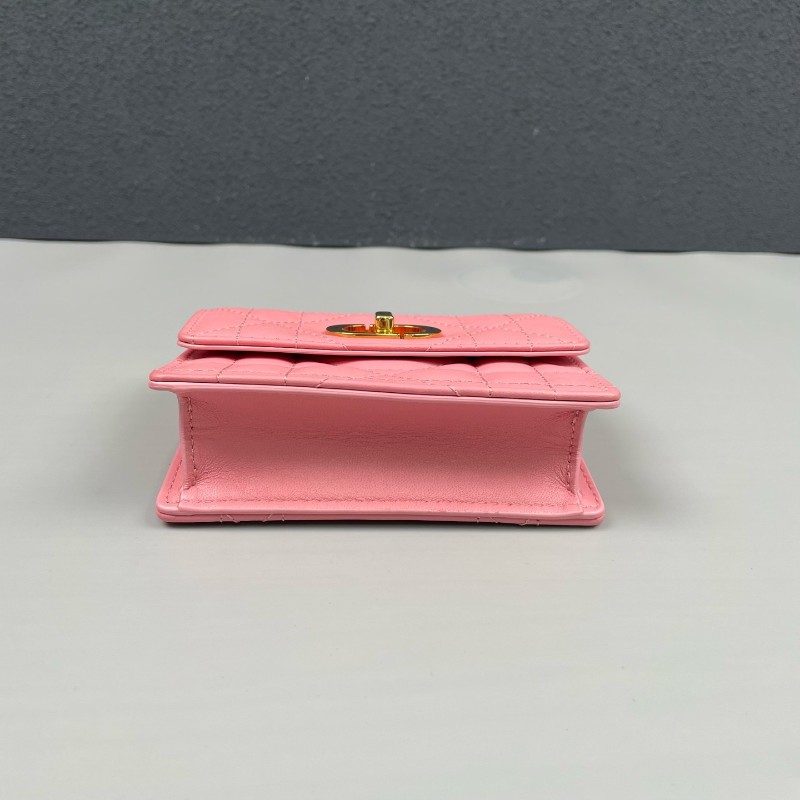 Dior 粉色全皮金扣miss Caro超迷你鏈條包-4