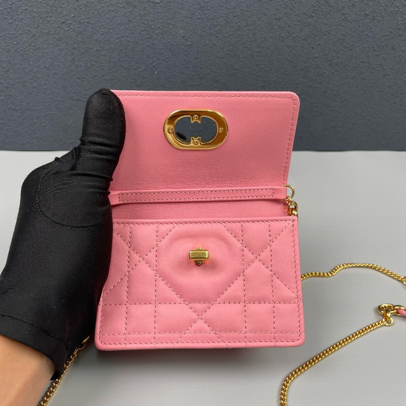 Dior 粉色全皮金扣miss Caro超迷你鏈條包-6