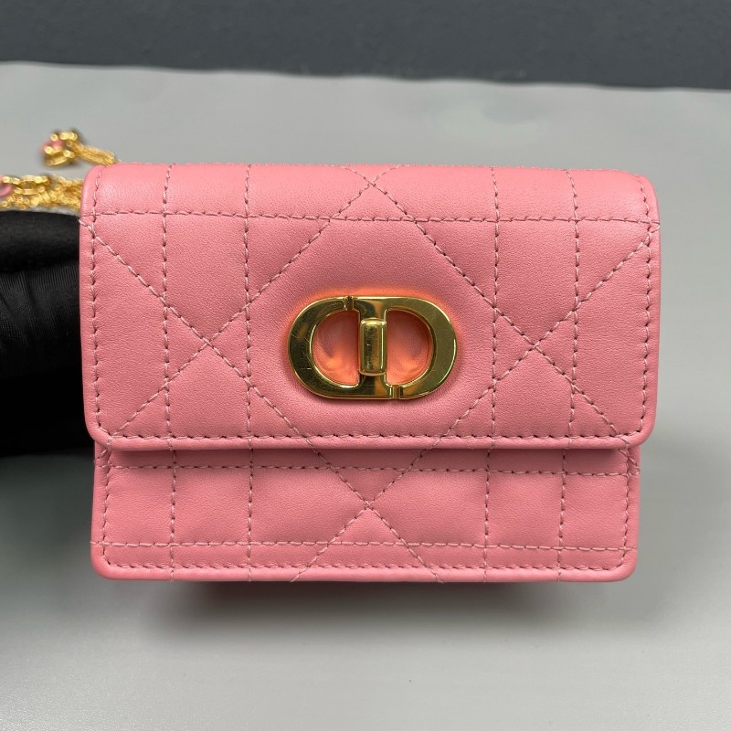 Dior 粉色全皮金扣miss Caro超迷你鏈條包-8