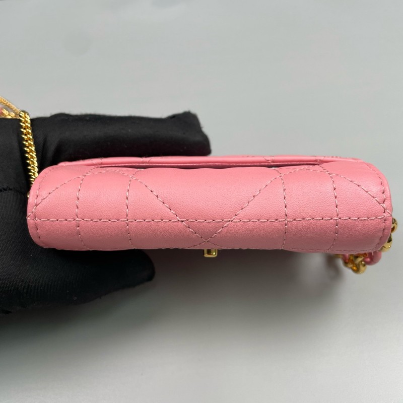 Dior 粉色全皮金扣miss Caro超迷你鏈條包-13