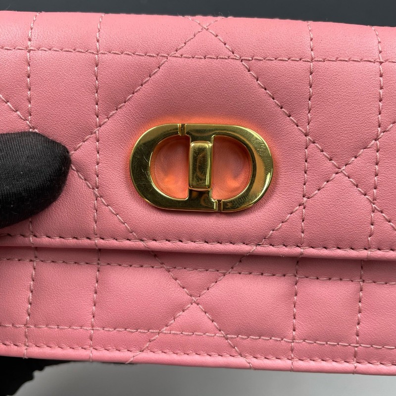 Dior 粉色全皮金扣miss Caro超迷你鏈條包-14