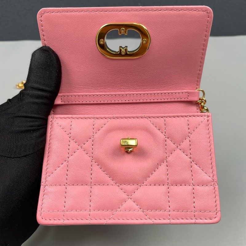 Dior 粉色全皮金扣miss Caro超迷你鏈條包-15