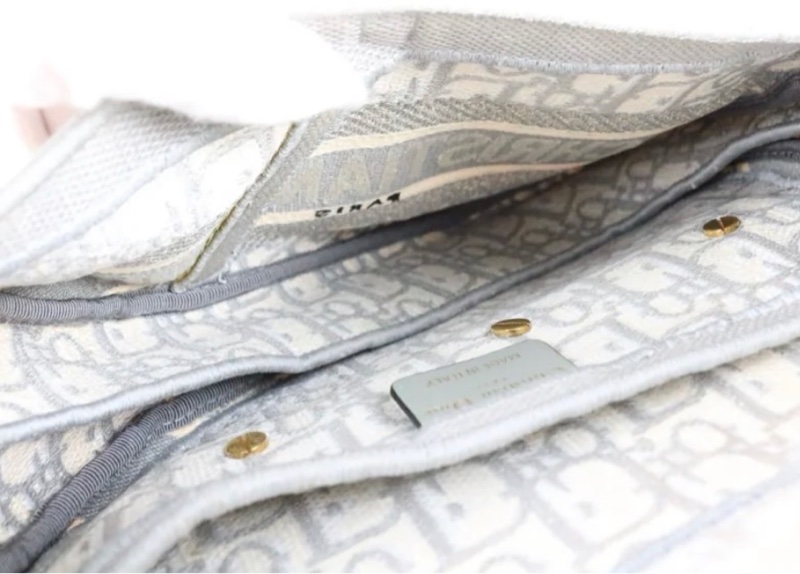 「JL精品代購」9新 Dior 老花馬鞍包 灰中號-8