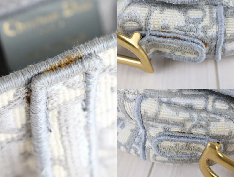 「JL精品代購」9新 Dior 老花馬鞍包 灰中號-11