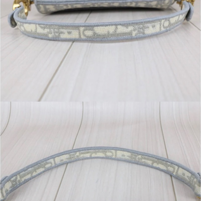 「JL精品代購」9新 Dior 老花馬鞍包 灰中號-13