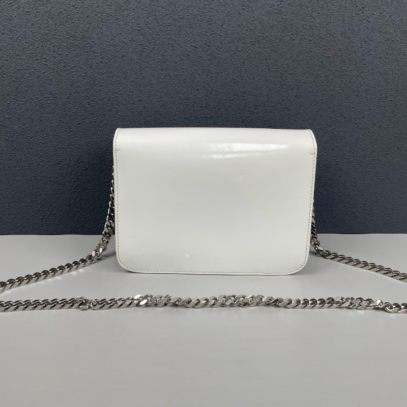 Burberry印花鏈條單肩斜挎拼色翻蓋郵差包-1