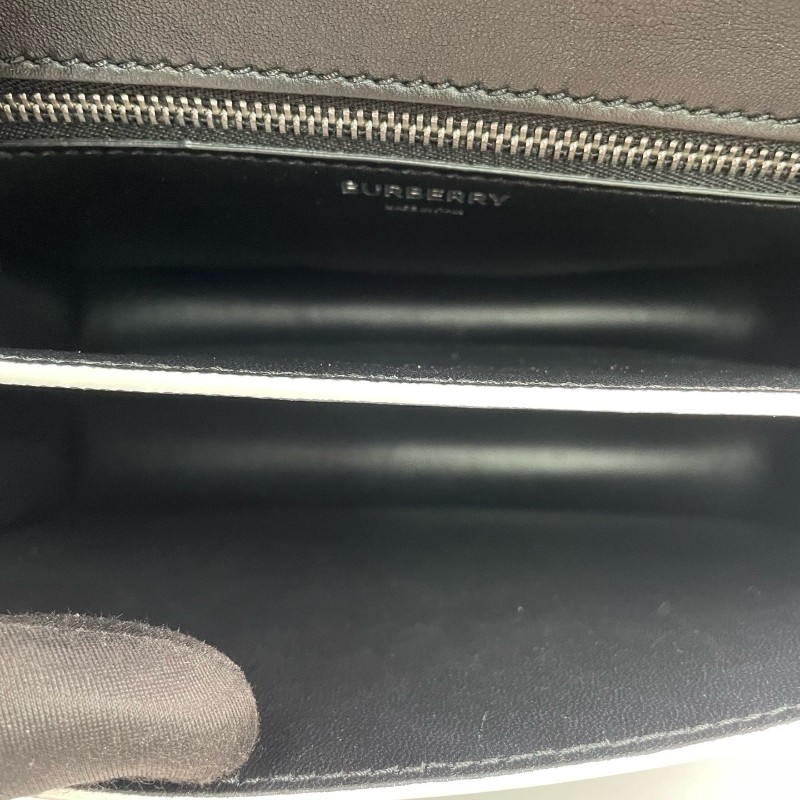 Burberry印花鏈條單肩斜挎拼色翻蓋郵差包-7