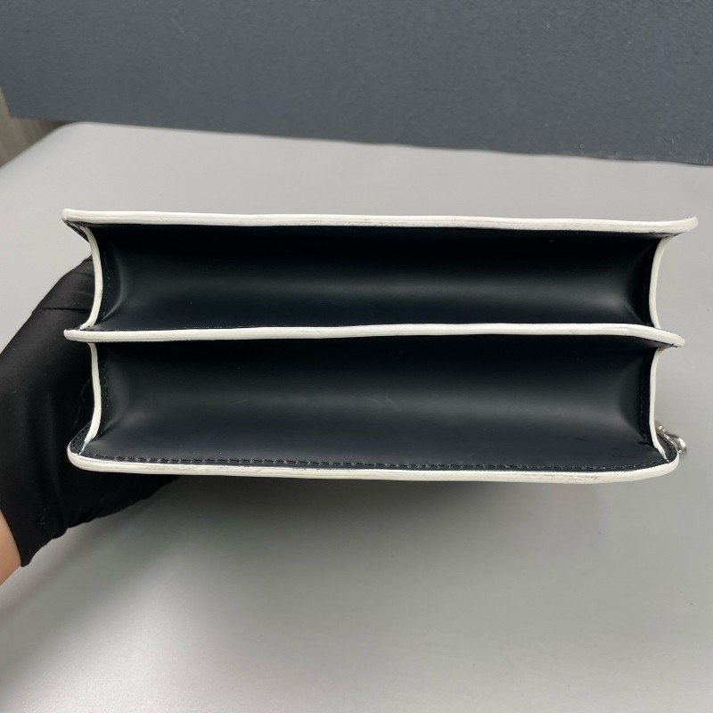 Burberry印花鏈條單肩斜挎拼色翻蓋郵差包-11