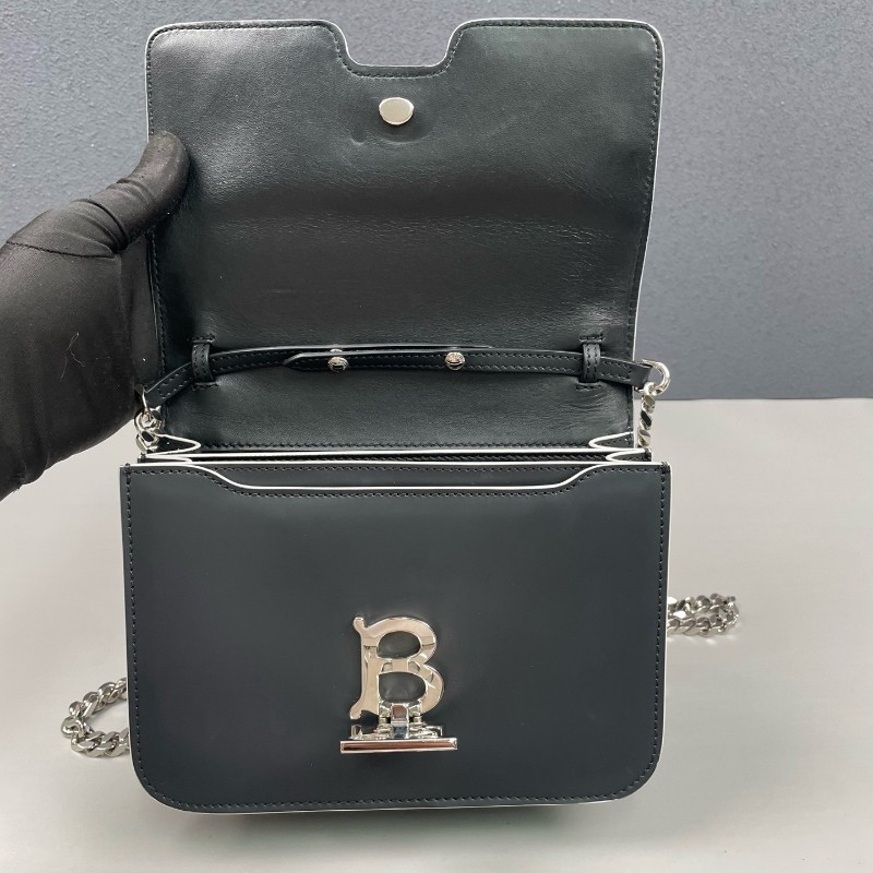 Burberry印花鏈條單肩斜挎拼色翻蓋郵差包-15