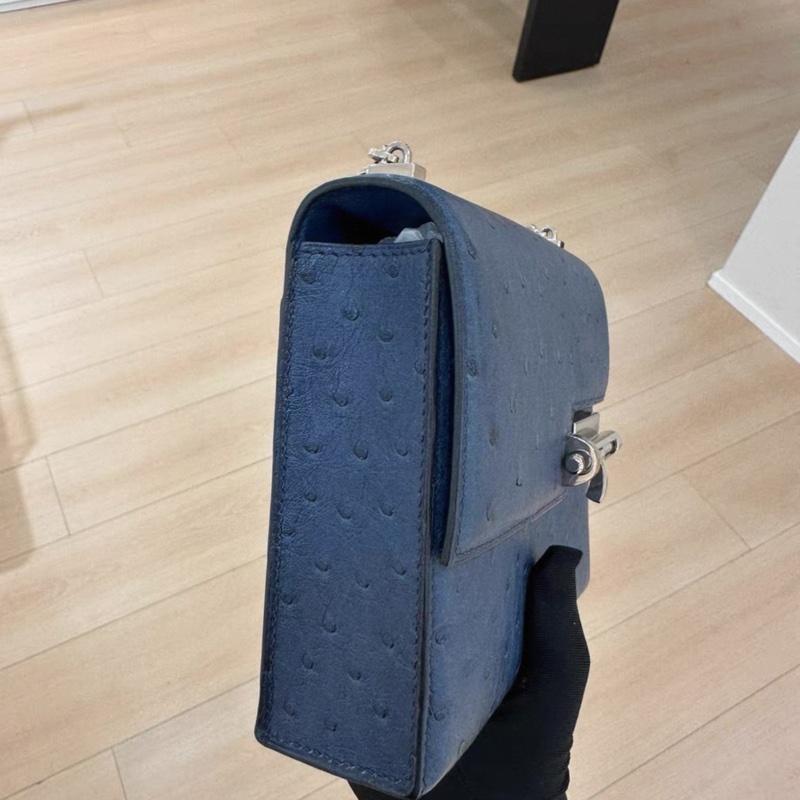 愛馬仕Mini Verrou 17包霧霾藍銀扣-2