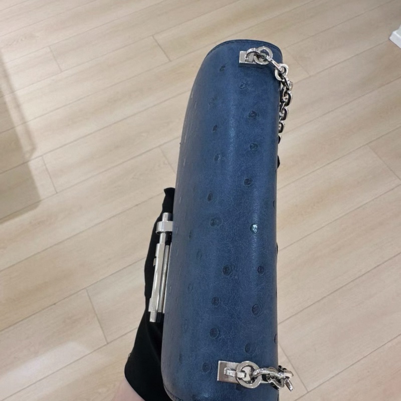 愛馬仕Mini Verrou 17包霧霾藍銀扣-3