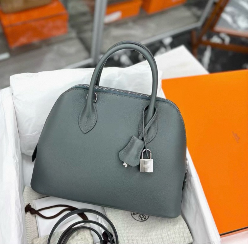 Hermes Y7颶風藍 Bolide25，U刻，evercolor，包身五金膜都在，閒置新成色-0