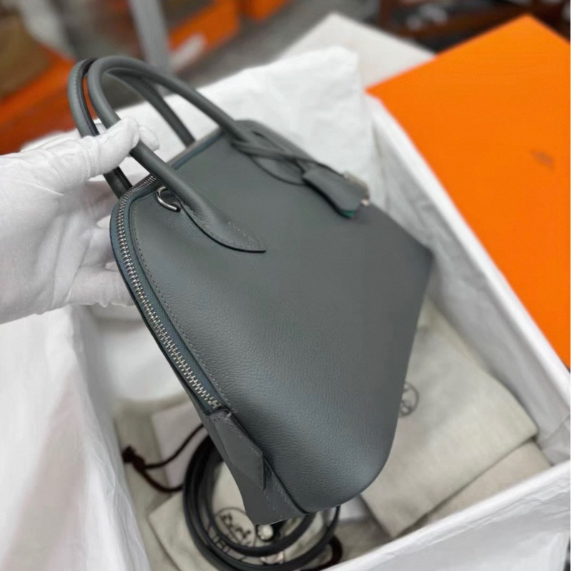 Hermes Y7颶風藍 Bolide25，U刻，evercolor，包身五金膜都在，閒置新成色-5