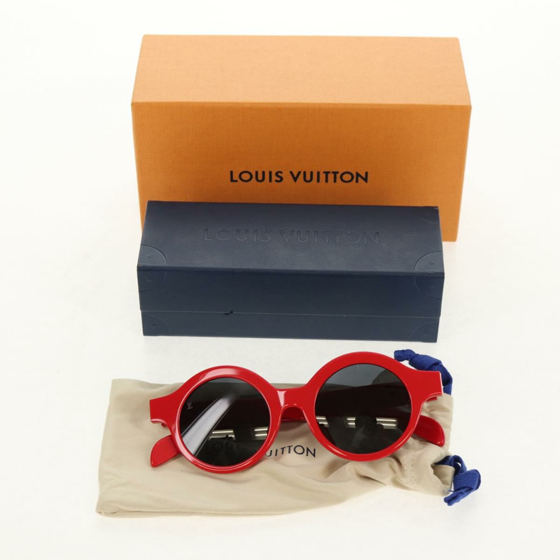 【日本直送】路易威登 LV × Supreme 聯名款太陽眼鏡，紅色塑膠鏡框，LV 正品，貨號 128513M-11