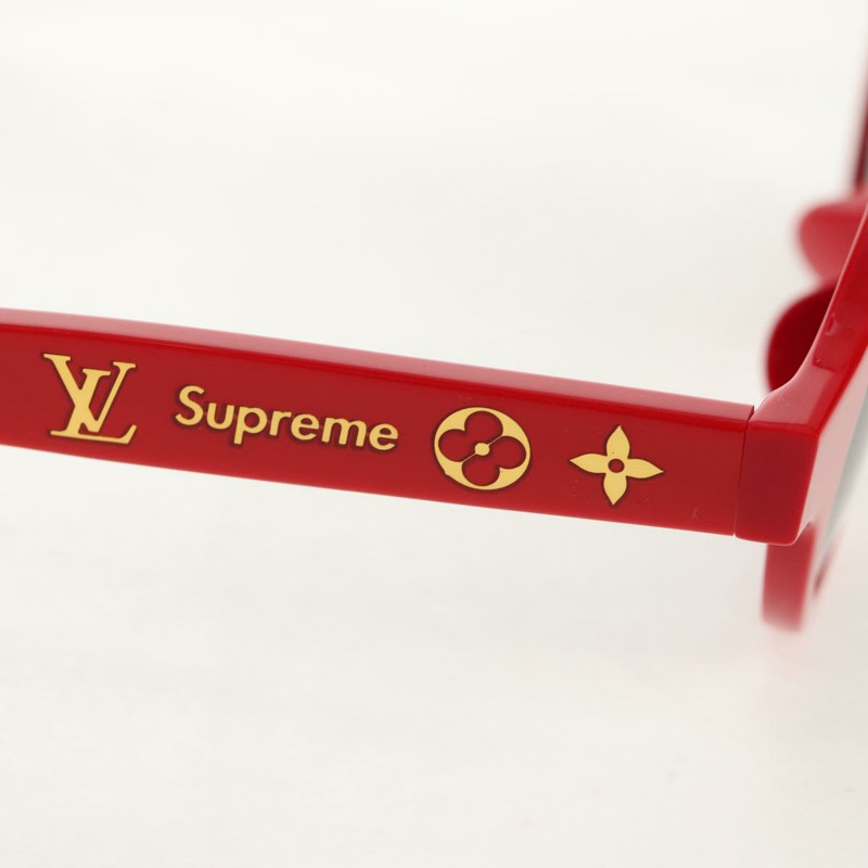【日本直送】路易威登 LV × Supreme 聯名款太陽眼鏡，紅色塑膠鏡框，LV 正品，貨號 128513M-14