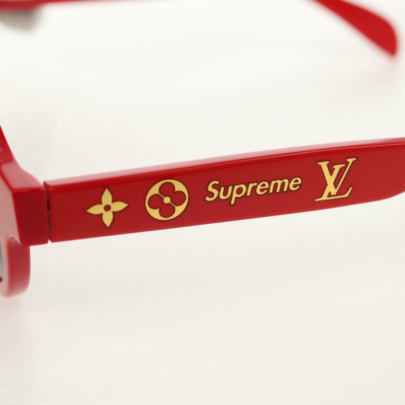 【日本直送】路易威登 LV × Supreme 聯名款太陽眼鏡，紅色塑膠鏡框，LV 正品，貨號 128513M-15