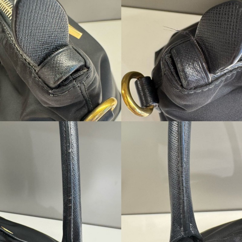 PRADA三角標降落傘尼龍托特包黑色-9