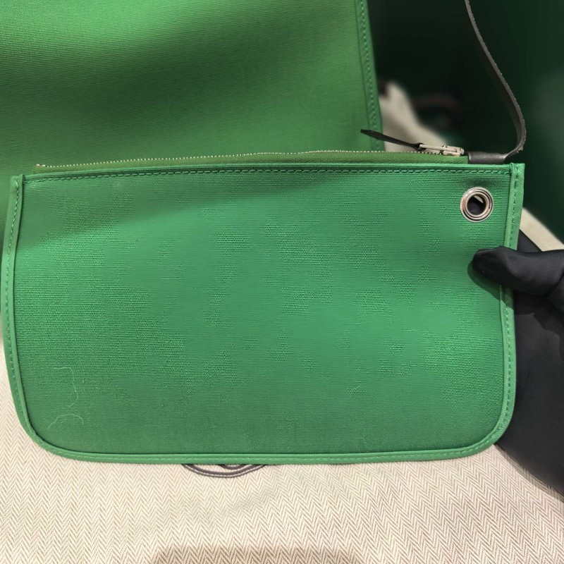 HERMES Herbag zip 31銀扣竹子綠拼黑皮-8