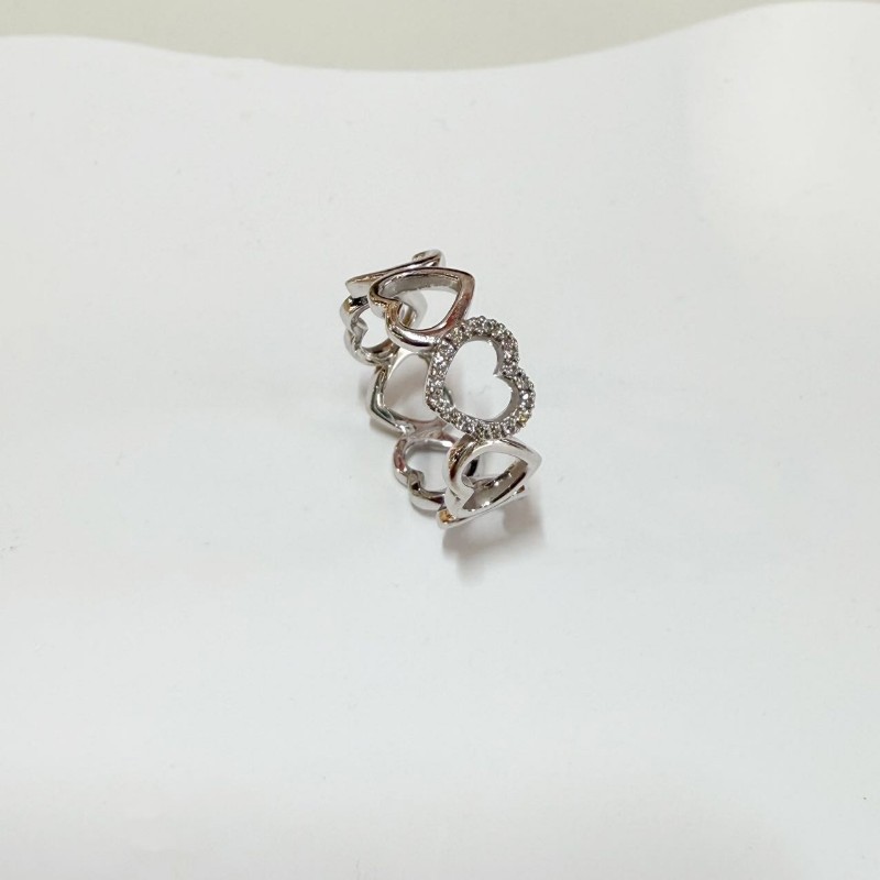 Tiffany鑲鑽愛心鏤空戒指白金50號/11碼-0