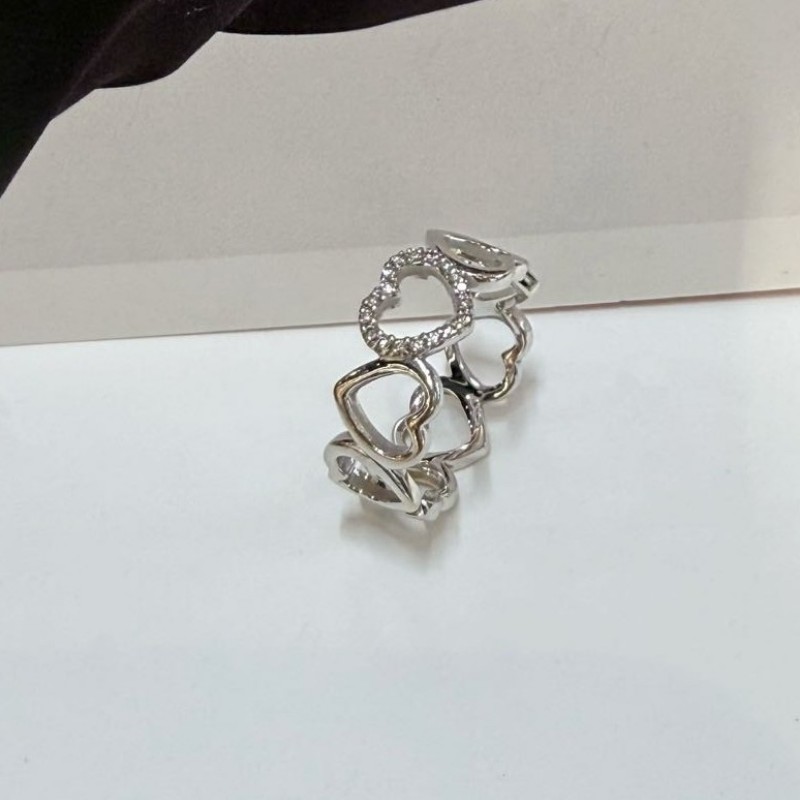 Tiffany鑲鑽愛心鏤空戒指白金50號/11碼-2