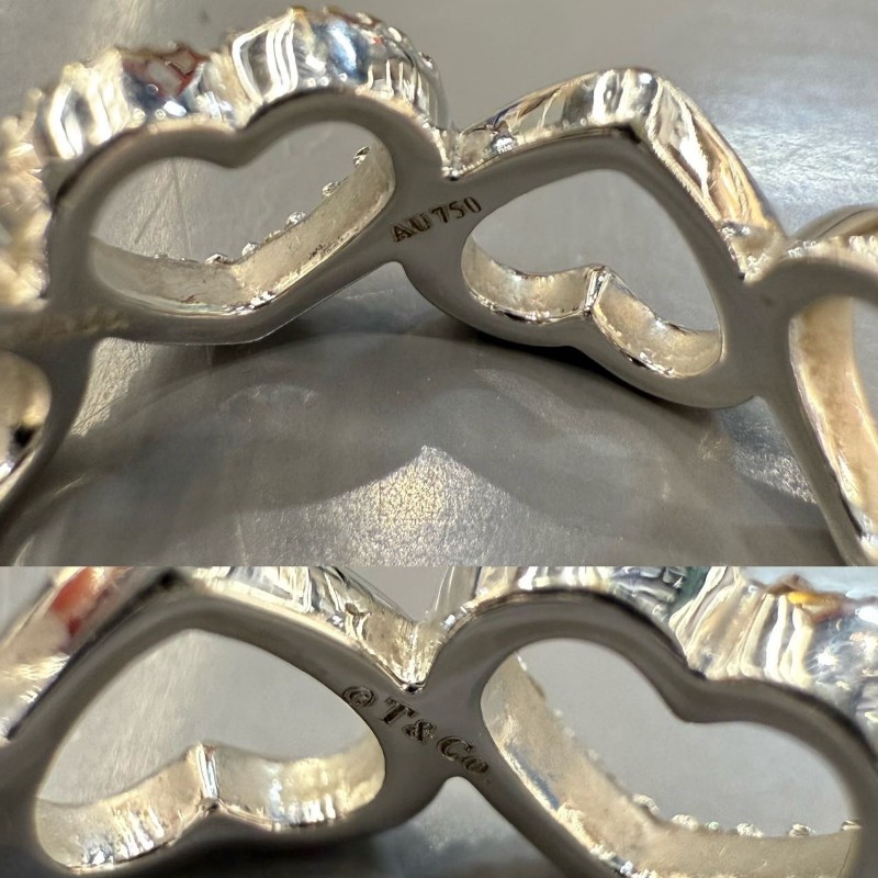 Tiffany鑲鑽愛心鏤空戒指白金50號/11碼-4