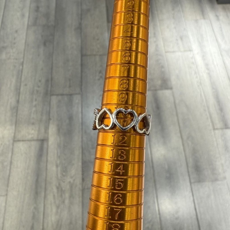 Tiffany鑲鑽愛心鏤空戒指白金50號/11碼-5