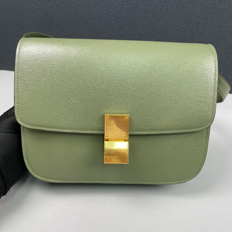 Celine 牙籤紋金扣中號box牛皮 斜背包-9