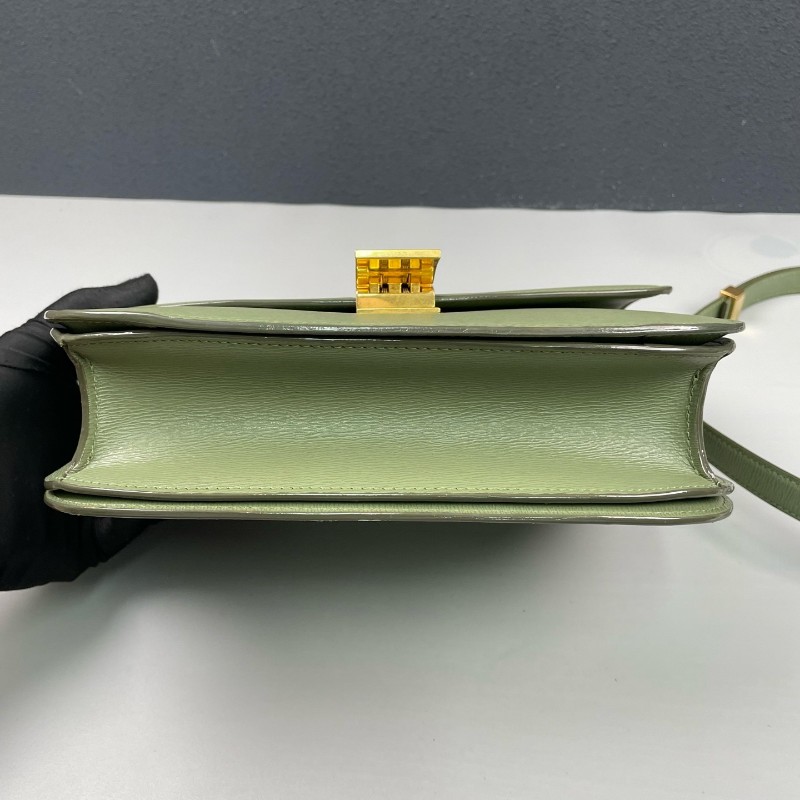 Celine 牙籤紋金扣中號box牛皮 斜背包-13