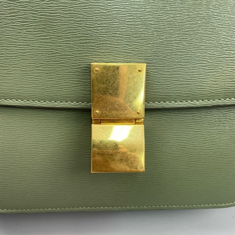 Celine 牙籤紋金扣中號box牛皮 斜背包-16