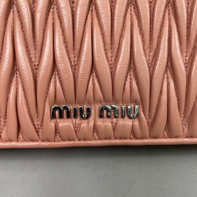 MiuMiu 粉色全皮皺褶手提包肩背包-11