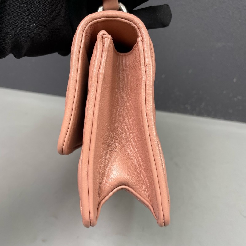 MiuMiu 粉色全皮皺褶手提包肩背包-12