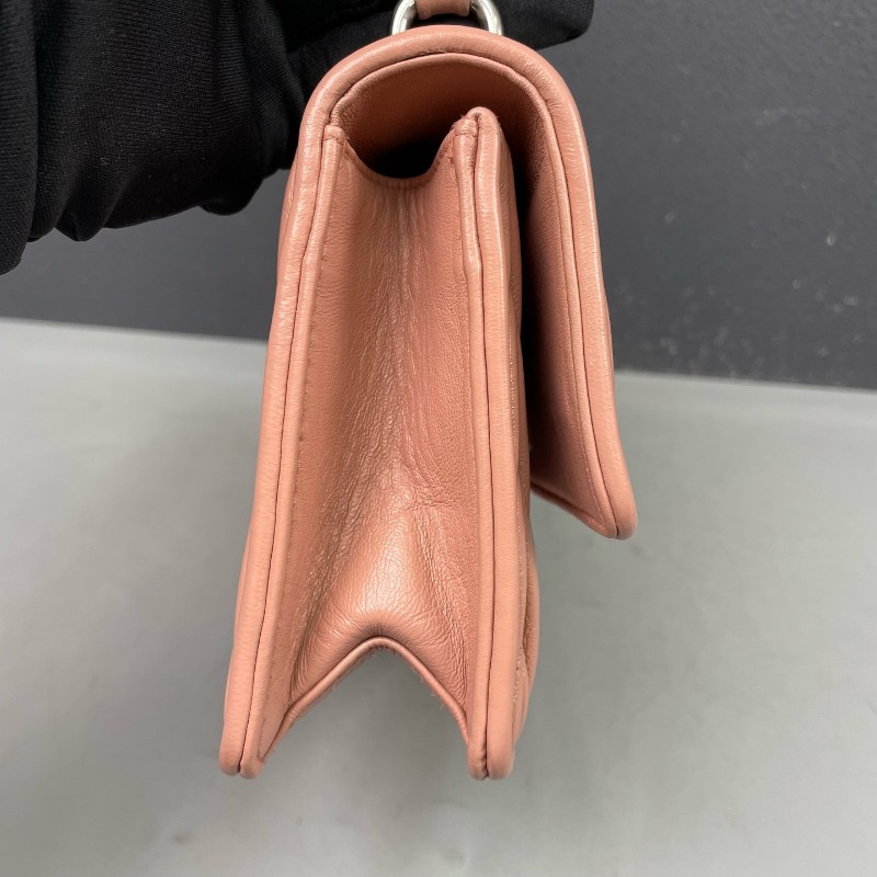 MiuMiu 粉色全皮皺褶手提包肩背包-13