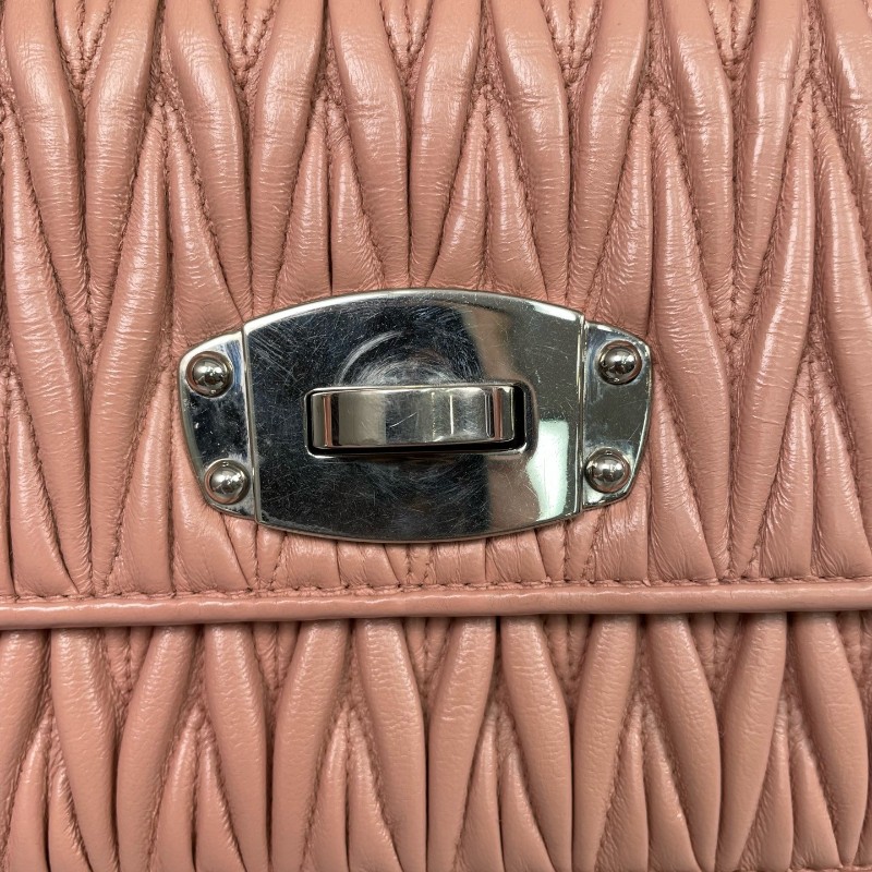 MiuMiu 粉色全皮皺褶手提包肩背包-15