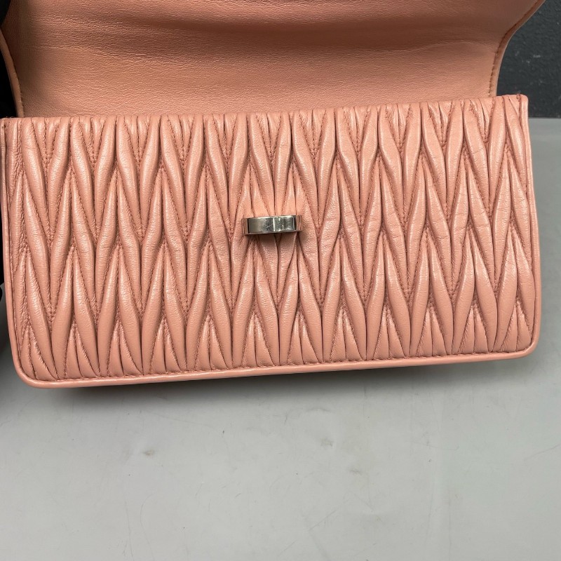 MiuMiu 粉色全皮皺褶手提包肩背包-18