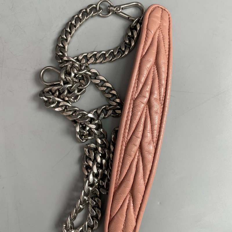 MiuMiu 粉色全皮皺褶手提包肩背包-28