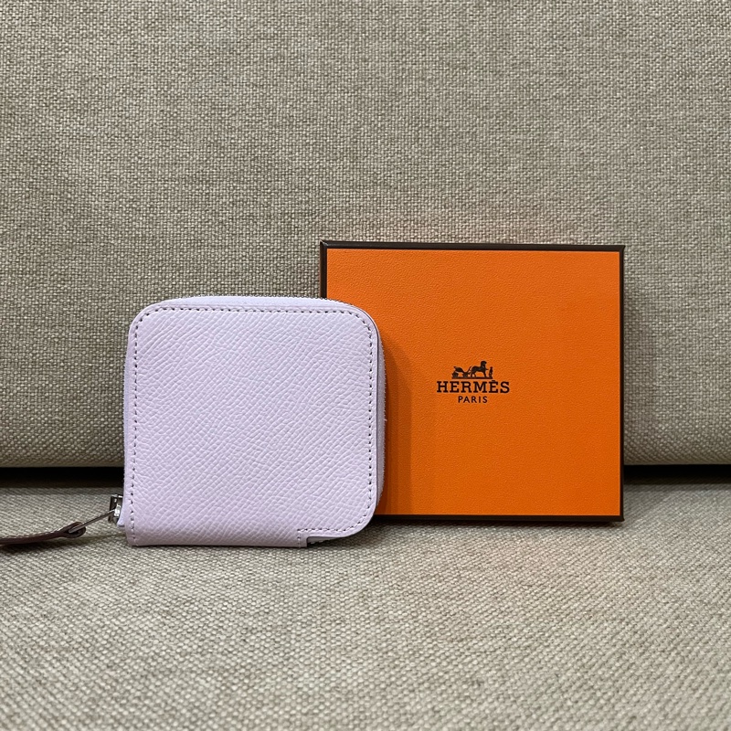 （全新） Hermes Silk’In 絲巾零錢包 夢幻紫/駿馬-0