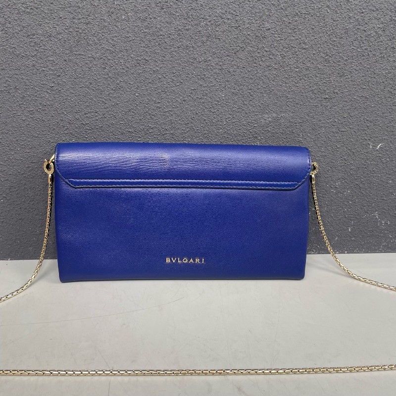 BVLGARI蛇頭包藍色全皮 流蘇woc-1