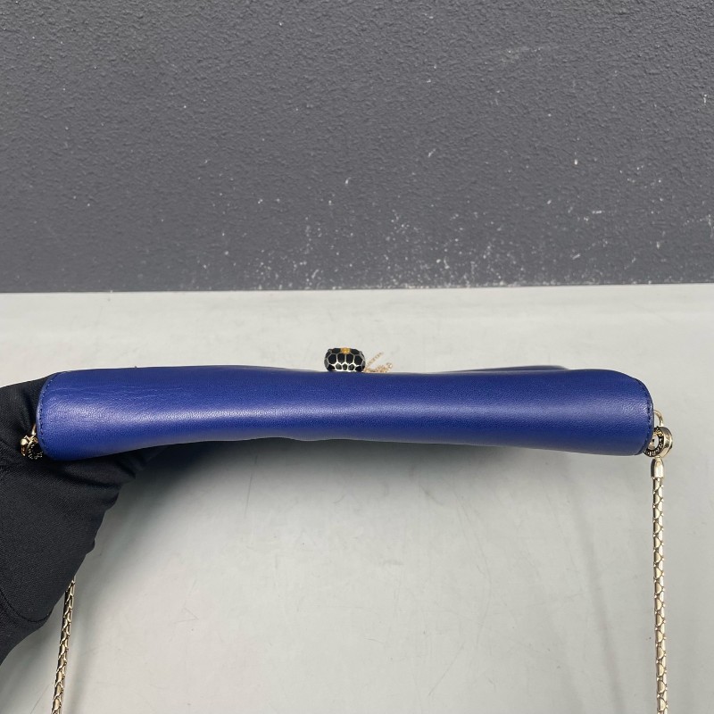 BVLGARI蛇頭包藍色全皮 流蘇woc-5