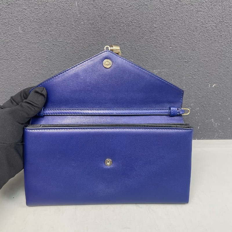 BVLGARI蛇頭包藍色全皮 流蘇woc-6