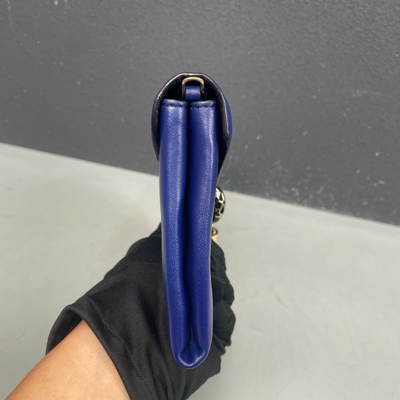 BVLGARI蛇頭包藍色全皮 流蘇woc-11