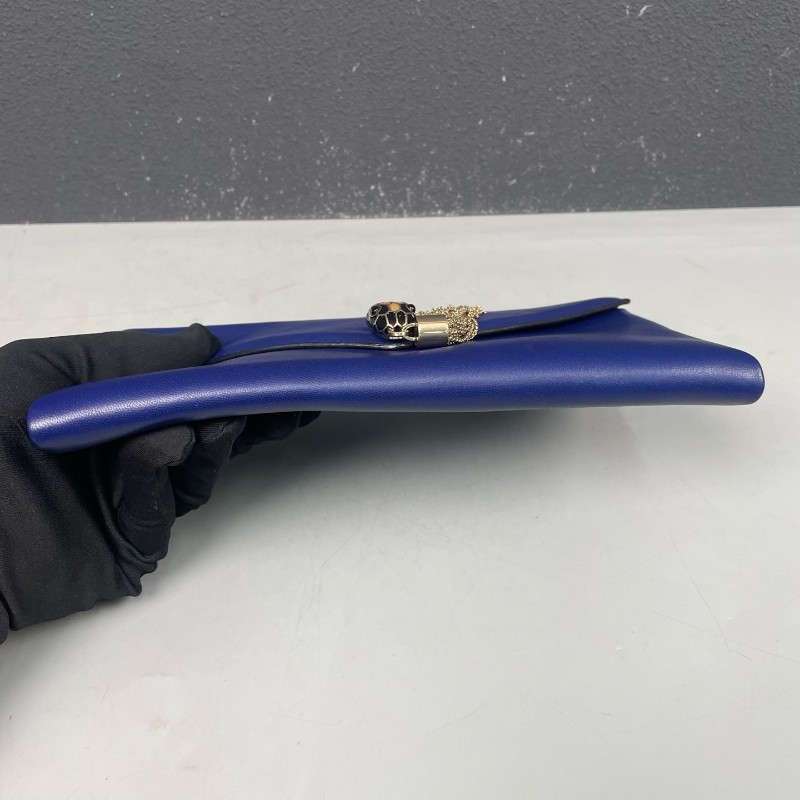 BVLGARI蛇頭包藍色全皮 流蘇woc-12