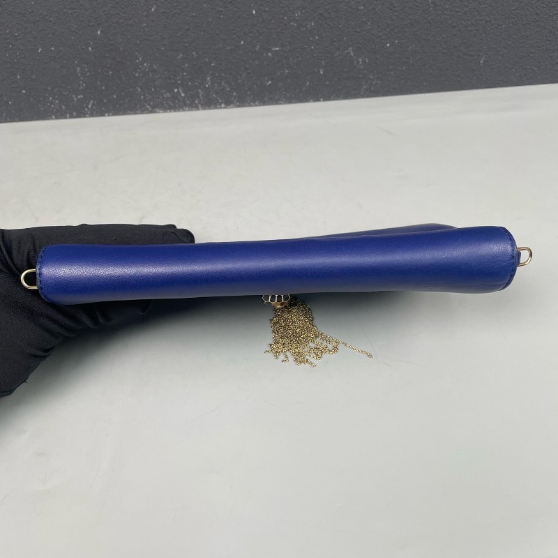 BVLGARI蛇頭包藍色全皮 流蘇woc-13