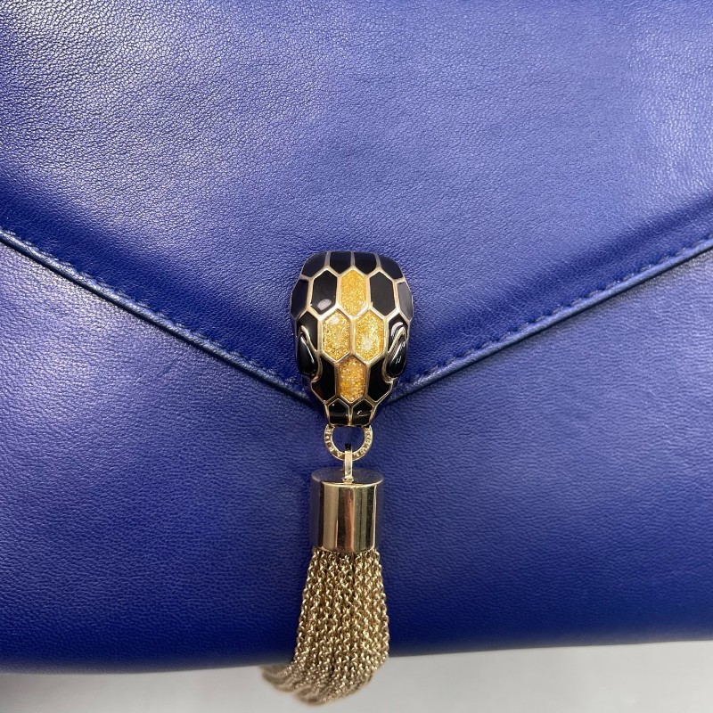 BVLGARI蛇頭包藍色全皮 流蘇woc-14