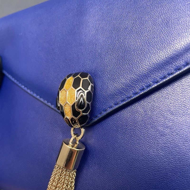 BVLGARI蛇頭包藍色全皮 流蘇woc-16