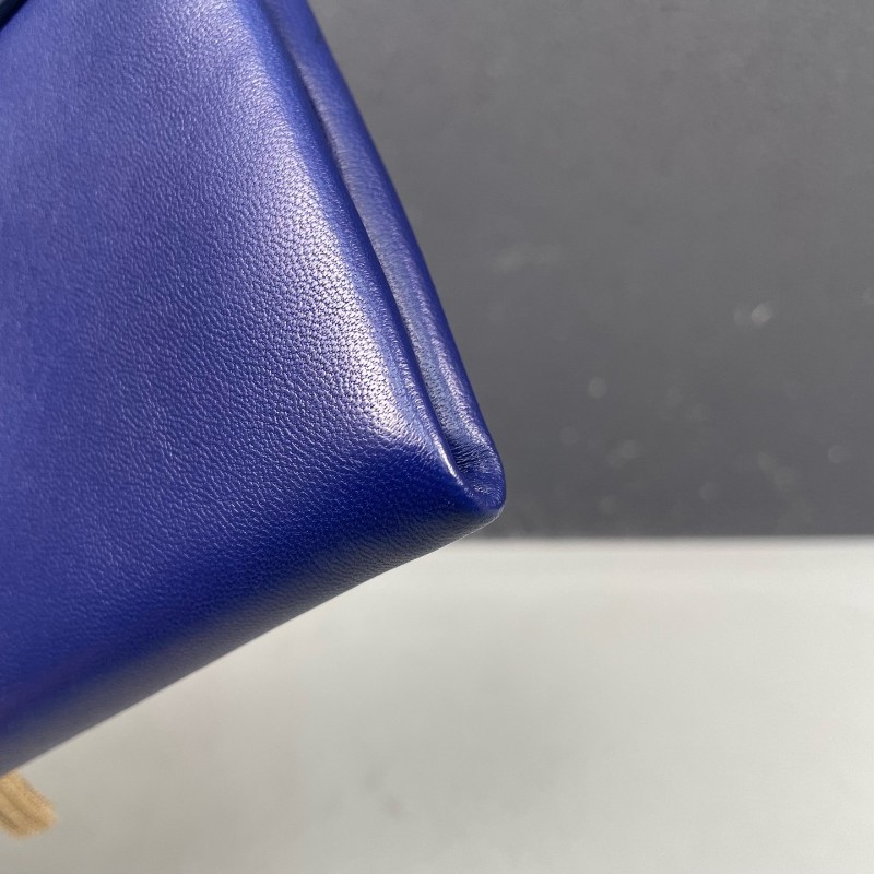 BVLGARI蛇頭包藍色全皮 流蘇woc-26