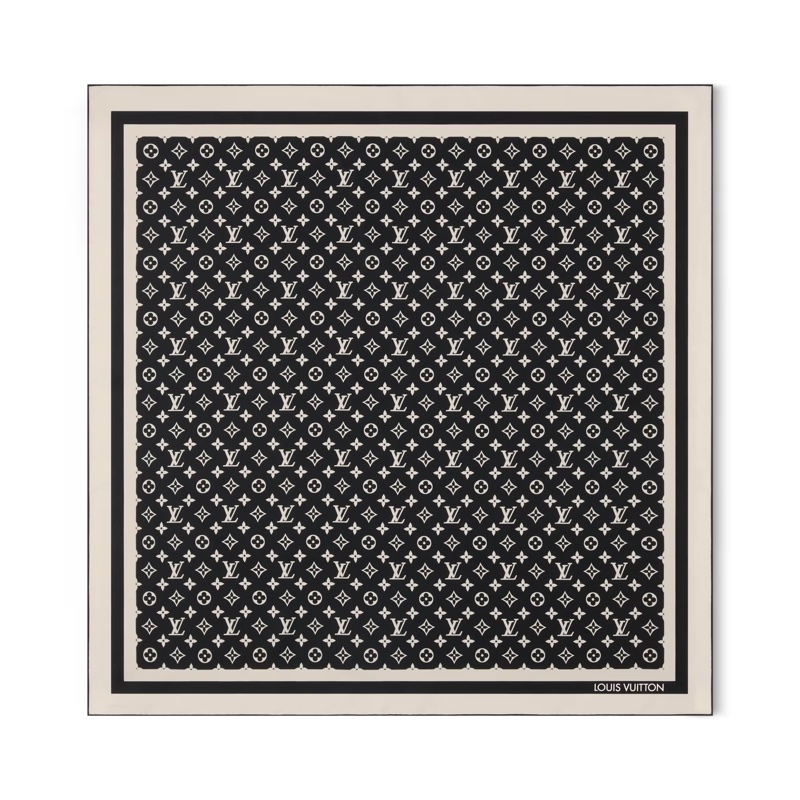 （全新）LV Monogram Silhouette 90方巾 黑/絲巾M97189-7